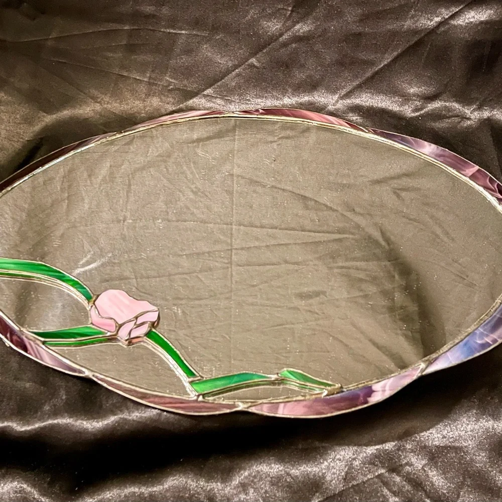 Stained Slag Glass/Mirrored Vanity Tray